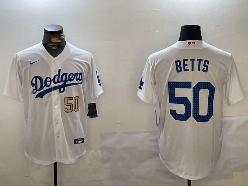 Men Los Angeles Dodgers #50 Betts White Game 2024 Nike MLB Jersey style 12112->los angeles dodgers->MLB Jersey